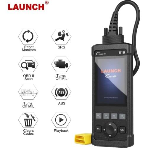 Launch CR619 Obd2 Automotive Scanner Multilingual Diagnosis Tools ABS SRS Airbag Reset OBD 2 Car Diagnostic Tool Free Update