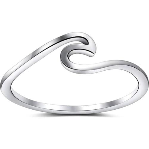 EAMTI 1mm Stainless Steel Wedding Ring Suitable for Women and Girls Silver Thin Vsco Wave Ring Stackable Engagement Ring