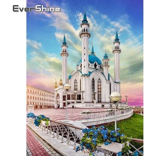 EverShine 5D DIY Diamond Embroidery Landscape Full Drill Square Diamond Mosaic Islamic Painting Cross Stitch Religion Decor Home