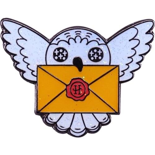 Hedwig Carrying Acceptance Letter Pin Wizarding World Fans Perfect Shiny Accessory
