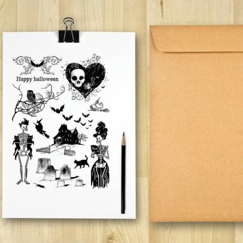 Halloween Bat Spider Web Silicone Clear Seal Stamp DIY Scrapbooking Emboss Photo H58C