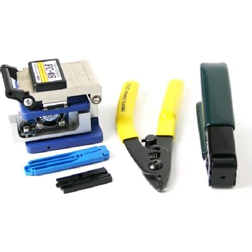6 in1 Optical fiber tools ket with FC-6S optical fiber cleaver Double Miller clamp Optical fiber stripping knife+Kevlar scissors