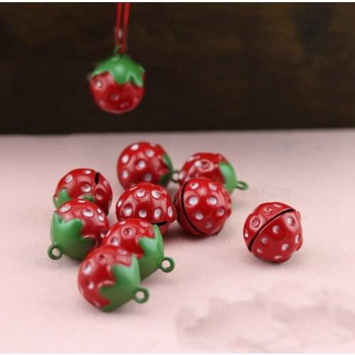 Strawberry 12 PCS of diy small lovely strawberry new income 22*16MM Children dance the bell / Pet bell 011003006