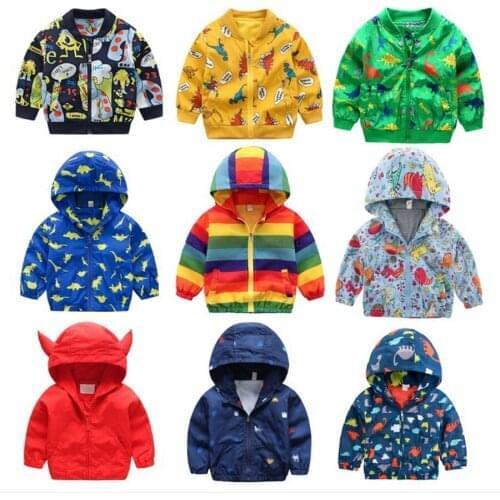 DHL 100pcs 80-120cm Cute Dinosaur Spring Children Coat Autumn Kids Jacket Boys Outerwear Coats Active Boy Windbreaker
