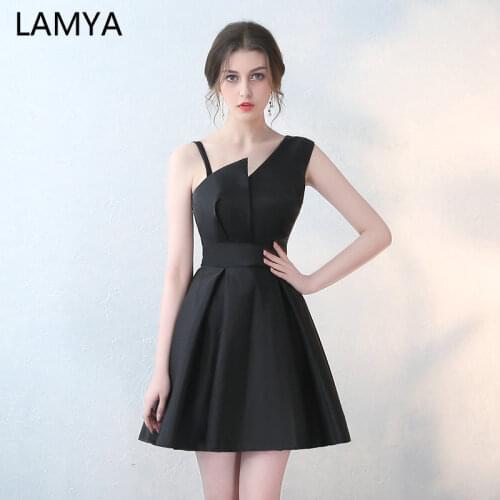 Lamya Special Occasion Gowns 5 Colors Short Satin A Line Prom Dresses 2019 Cheap Elegant Evening Party Dress