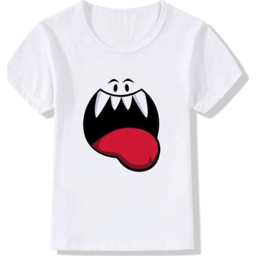 Summer Tops Childrens Tees Big Mouth Printed Funny T Shirt Kids Clothes Short Sleeve Tops White Boy T-Shirt Boys/Girls Cute
