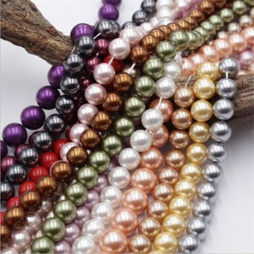 Multicolor Shell Pearl Beads Natural Round Loose Spacer Finding Beads For Jewelry Making Diy Necklace Bracelet 15" 4/6/8/10/12mm
