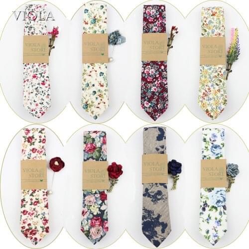 Beautiful Floral 100%Cotton 6cm Necktie Brooch Set Rose Berry Leaf Pin Dress Wedding Party Tuxedo Tie Gift Cravat Men Accessory