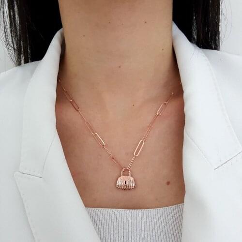 NEW Trendy 925 Silver Necklace Turkish Jewelry Bag Fashion Bomb Lock Necklace For Women Grenade Barrel Style Luxury Designer