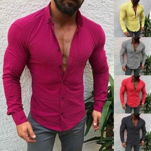 ZOGAA 2021 New Shirt Long-Sleeved Solid Color Slim Casual Top Mens Linen Cotton Button Mens Shirts Fashion Streetwear S-3XL