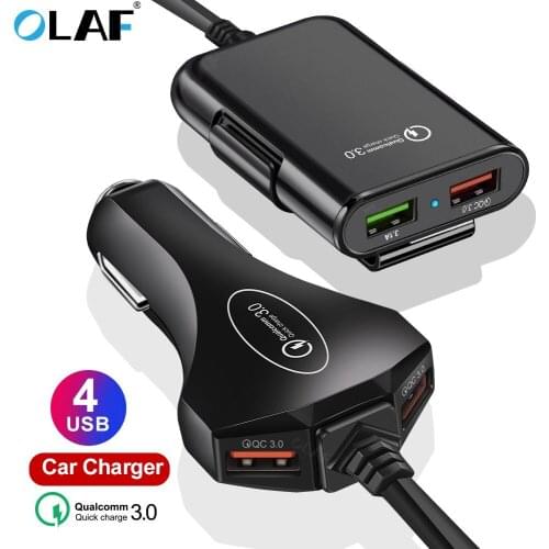 Olaf 4 USB Quick Charge 3.0 USB Car Charger For Xiaomi mi 9 Tablet QC3.0 Fast Car Charger Adapter with 1.7m Cable
