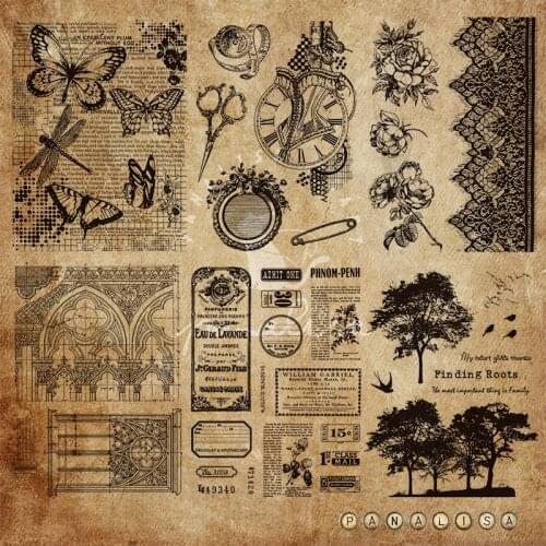 Panalisacraft 6 style vintage Transparent Clear Silicone Stamps for DIY Scrapbooking/Card Making/Kids Crafts Decoration Supplies