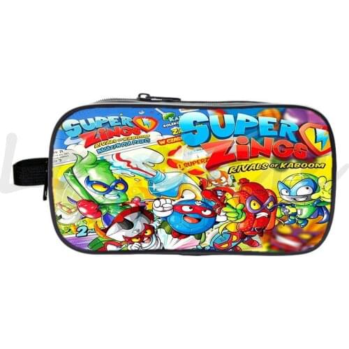 Super Zings Pen Bag Cartoon Pencil Case Kids Double Layer bag Super Things Pencil Box Boys Girls Students Stationery Storage Bag