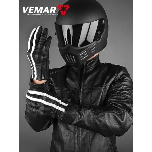 Summer breathable touch-screen motorcycle riding leather gloves mens anti-fall motorcycle rider finger gloves