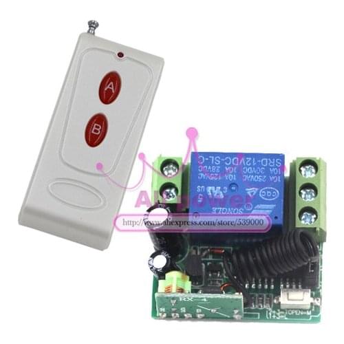 Free Shipping 12V 1CH Receiver & 2 Buttons Transmitter 1000M Distance Fixed Code Jog/self-lock Metal Cover controller