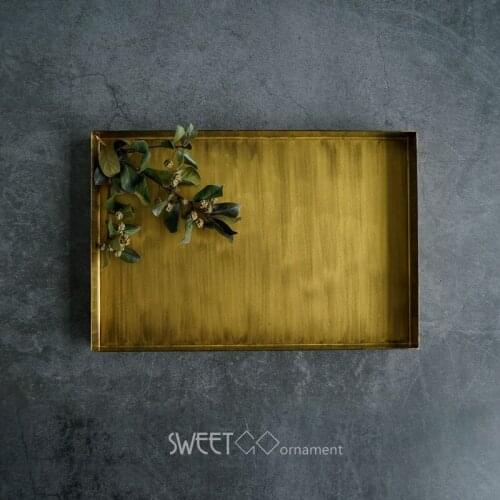 Nordic home polygon desktop combination receives tray geometry shape metal compote retro gold wire drawing plate