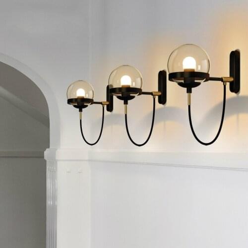 Nordic Wall Lamps Modern Sconce Wall Light Fixture Stairway LED Light In Post-modern Rustic Antique Edison Glass Spherical Shape