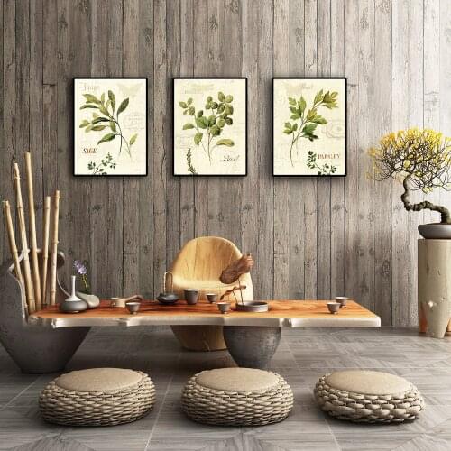 Nordic Small Fresh Plant Poster Classical Retro Creative Sage Basil Parsley Canvas Painting Living Room Study Art Decor Pictures