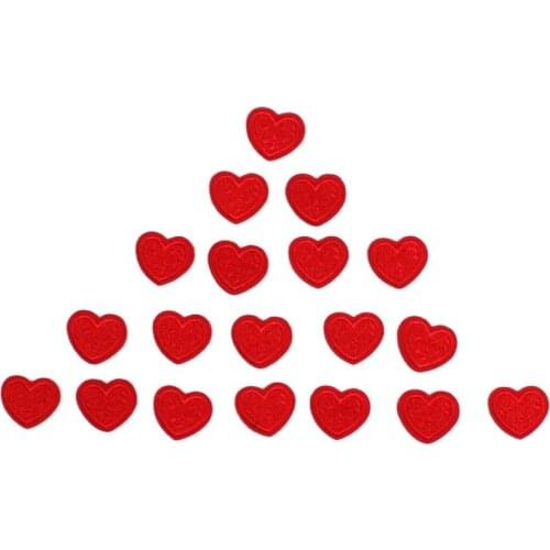 20pcs Iron On Mini Heart Patches Embroidery Small Stickers for Apparel Jeans Bags Shoes Hats Caps Coats Appliques Badge Decors