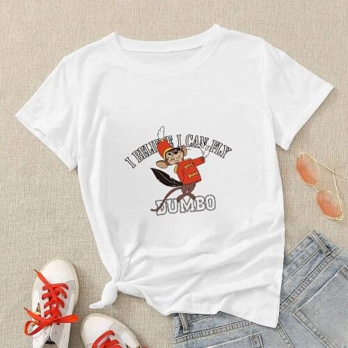 Dumbo I Believe I Can Fly Graphic Tee shirt Womens Squirrel Timothy Printed Cartoon Cute T Shirt For Girls Russia Dropship