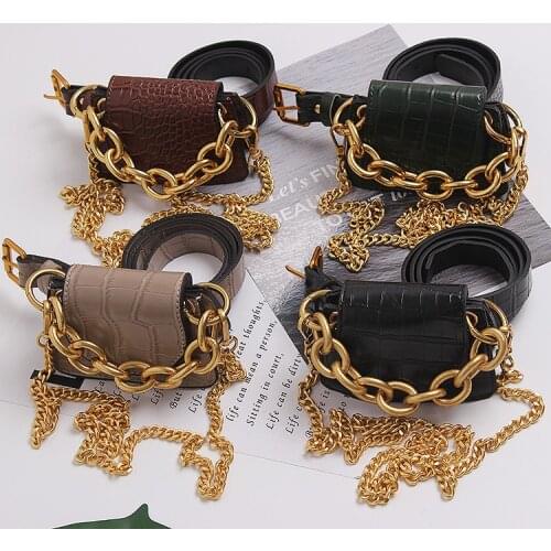 Womens Fanny Pack Gold Thick Chain Motorcycle Leather Waist Bag Shoulder Crossbody Chest Bags Designer Handbags purses Belt Bag