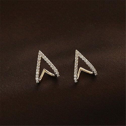 2020 New Arrival Trendy Geometric Crystal Temperament Hollow Love Small Stud Earrings For Women Fashion Jewelry Gifts