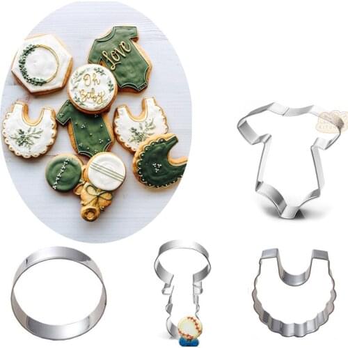 1pcs patisserie Baby Bib Rattle Cloth Circle Stainless Steel Cookie Cutter Metal Fondant Cake Decor Tool Pastry Biscuit Mould