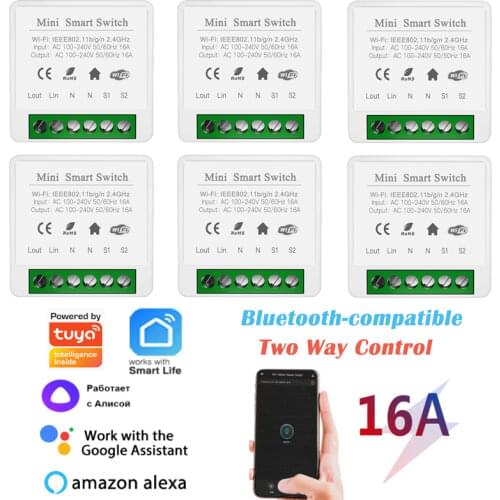 Tuya Wifi Mini Smart Switch 2 Way Control Wireless DIY Modules APP Voice Control Timer Work with Alexa Google Home Automation