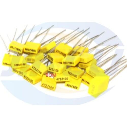 20PCS Polypropylene Safety Plastic Film 100V 1nF 2.2nf 3.3NF 4.7NF 6.8NF 10NF 1.5NF Correction capacitor