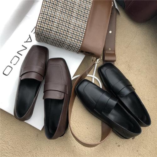 2021 British Style Small Leather Shoes Flat Shoes Womens Single Shoes New Peas Shoes Wild Girls Korean Style Single Shoes