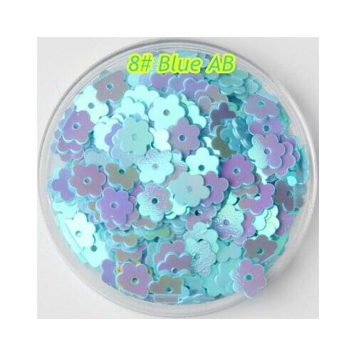 3000pcs/lot PVC Sequins 6mm Flower With 1 Center Hole Plum Blossom Flat Loose DIY Sewing Materials 8# Blue AB Confetti