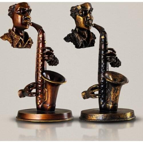 31.5CM CREATIVE ART PLAY SAXOPHONE MUSIC BUST STATUE ABSTRACT FIGURE MUSICIAN FIGURINE RESIN ART&CRAFT HOME DECORATION R1451