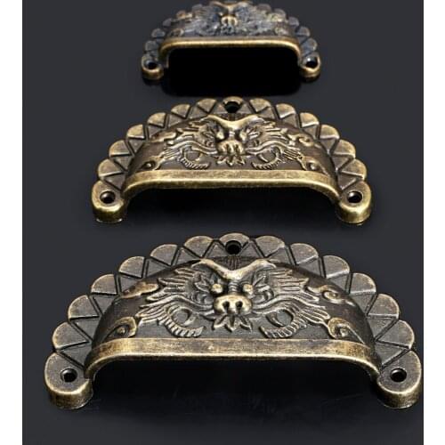 4pcs Dragon Head Furniture Handles Cabinet Hardware Shell Knobs Dresser Drawer Pull Handle Knob
