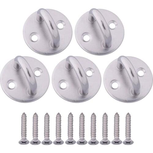 5Pcs 304 Stainless Steel M8 Round Pad Eye Plate Staple U-shaped Hook Boat Rigging with Screws
