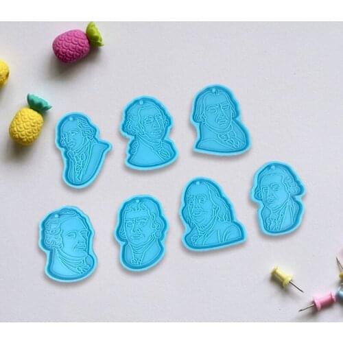 7 Pcs Foreigner Head Keychain Epoxy Resin Mold Pendant Casting Silicone Mould DIY Crafts Polymer Clay Jewelry Making Tool