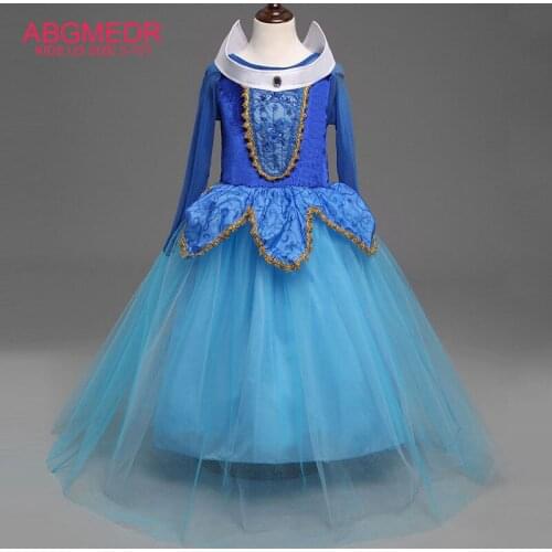 ABGMEDR Brand Girls Christmas Girls Fairy Princess Aurora Dress Girl Children Halloween Cosplay Costume Kids Party Tulle Dress