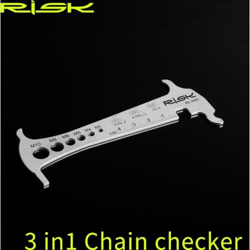 Risk RL305 3 in 1 Bike Bicycle Chain Checker Wear Indicator Chain Hook Bolt Measurement For 8 9 10 11 Speeds Stainless Steel
