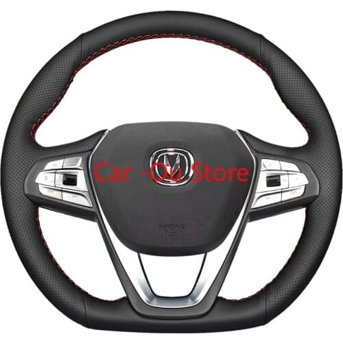 For Changan CS75 CS75plus 2020-21 DIY Hand Sewn Steering Wheel Cover Top Leather