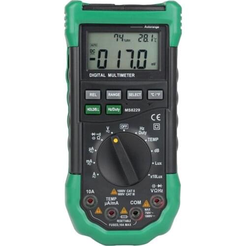 Hot Sale High Quality Digital Multimeter 5 in 1 Noise Level Multifunction Lux Temperature Humidity LCD Backlight MS8229 Meter