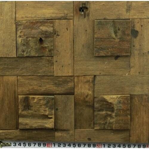 Old ship wood tiles natural rustic wood wall tile wooden mosaic for bar backsplash country style wall tiles strip pattern tiles