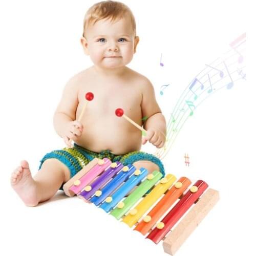 Kids Wooden Traditional Metal Xylophone Musical Instrument Toy 8 Notes Article Aluminium Blister Packaging