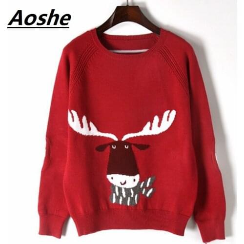 Designer Pullover New Winter Sweater Women Christmas Moose Pattern Back Striped Fashion Brand Knit Jumper Tops