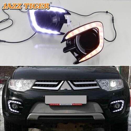 Daytime running lights For Mitsubishi Montero Pajero Sport 2013 2014 2015 LED Drl with turn signals for cars Foglamps headlights
