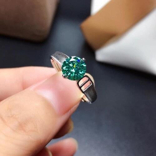 Crackling green moissanite gemstone ring for women jewelry engagement ring 925 sterling silver ring birthday New Year gift