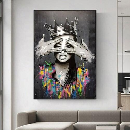 Banksy Art Portrait Pictures Canvas Painting Figure Wall Art Graffiti Abstract Women Pop Posters and Prints for Home Decor