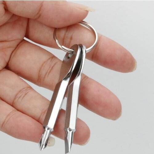 Pocket Keychain Multitool Key-Shaped Precision Cast Steel Mini Slotted Phillips Screwdriver Edc Multifunction Backpack Accessor