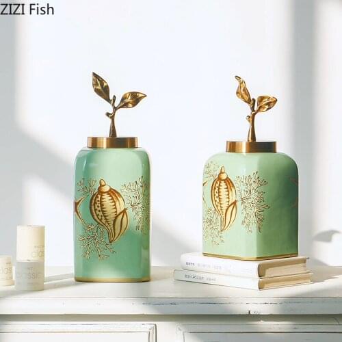 Flowers Birds Painted Ceramics Storage Jars Classical Desk Decoration Porcelain Candy Jar with Cover American Vintage Home Decor