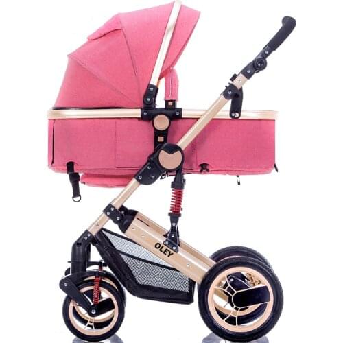 Adjustable Lightweight Luxury Baby Stroller 3 in 1 Portable High Landscape Reversible Stroller Hot Mom Pink Stroller Travel Pram