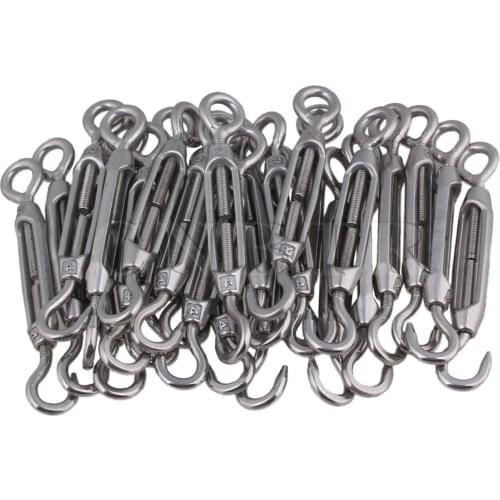 CNBTR 304 Stainless Steel M4 Hook & Eye Turnbuckle Wire Rope Tension Pack of 50