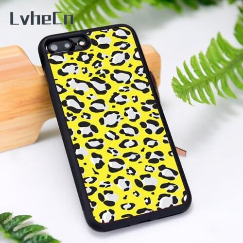 LvheCn Silicone Rubber Phone Case Cover for iPhone 6 6S 7 8 Plus X XS XR 11 12 Mini Pro Max Yellow Leopard Animal Print